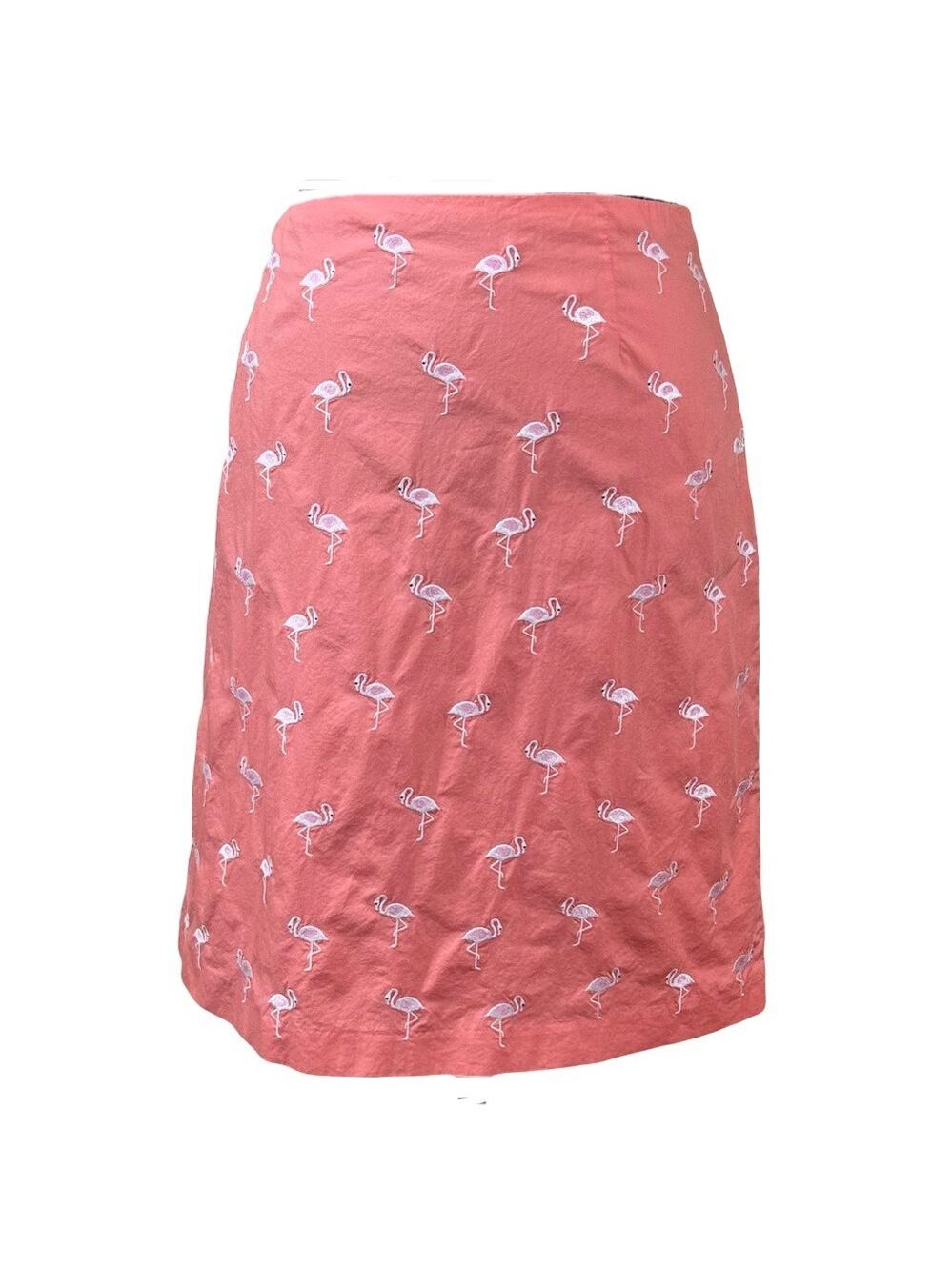 Talbots Coral Pink Flamingo Embroidered Skirt Size 16